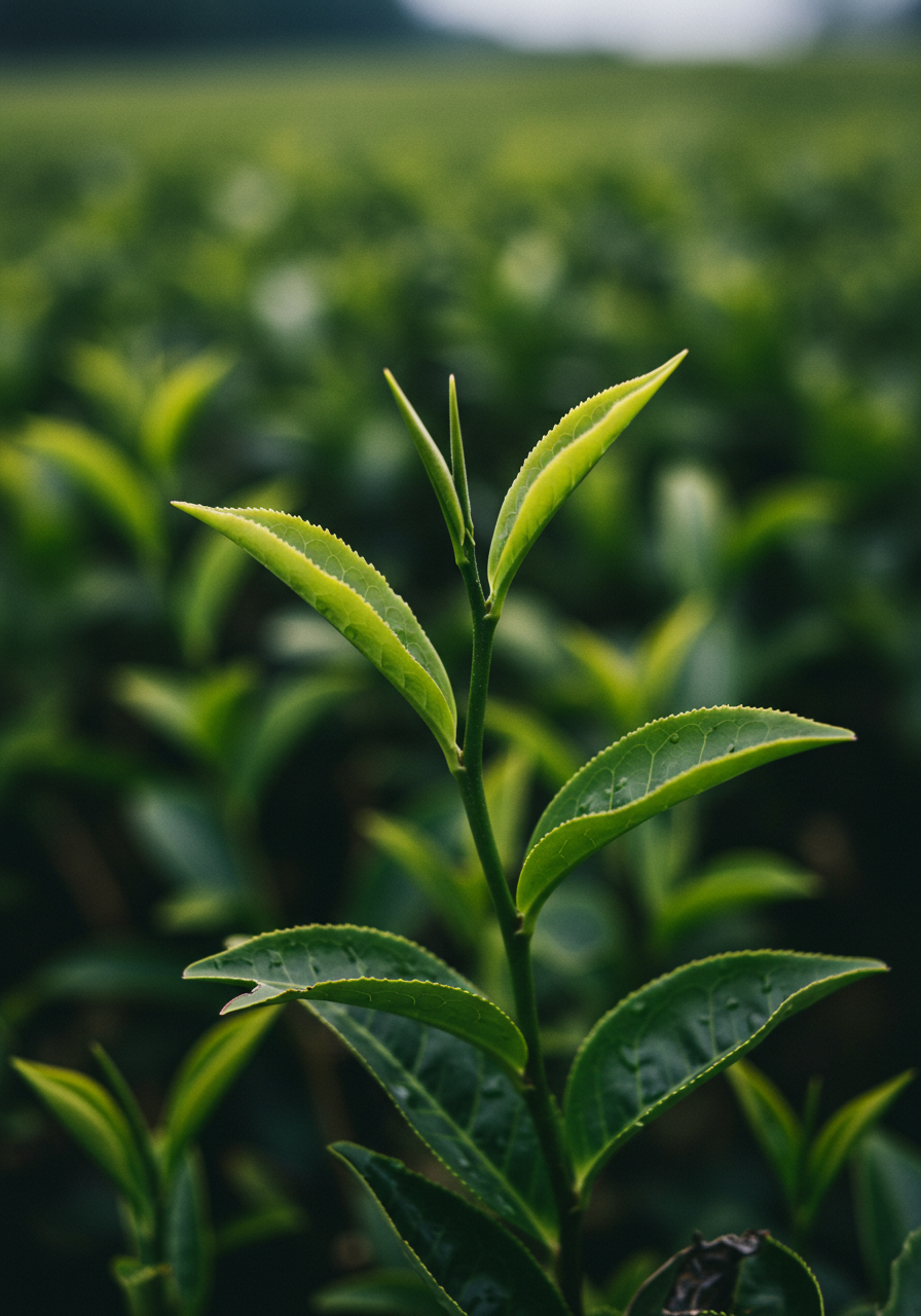Close-up of fresh tea leaves