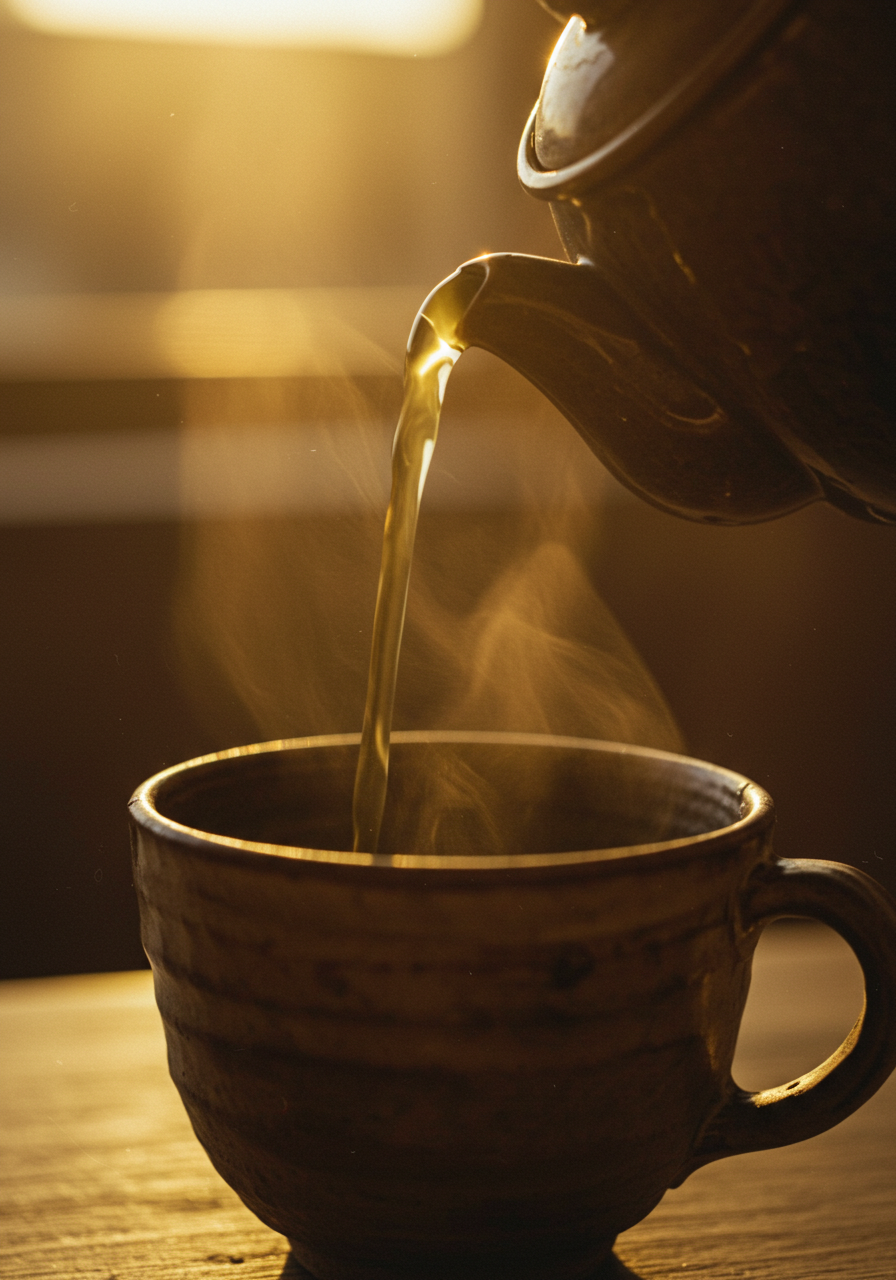 Steam rising from a tea cup
